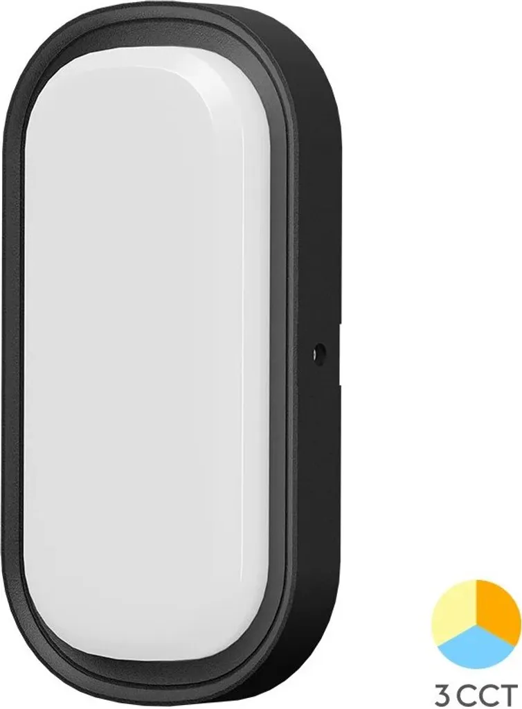 Lampada LED Esterna 18W Ovale IP65 CCT - Sicurezza Totale Nera
