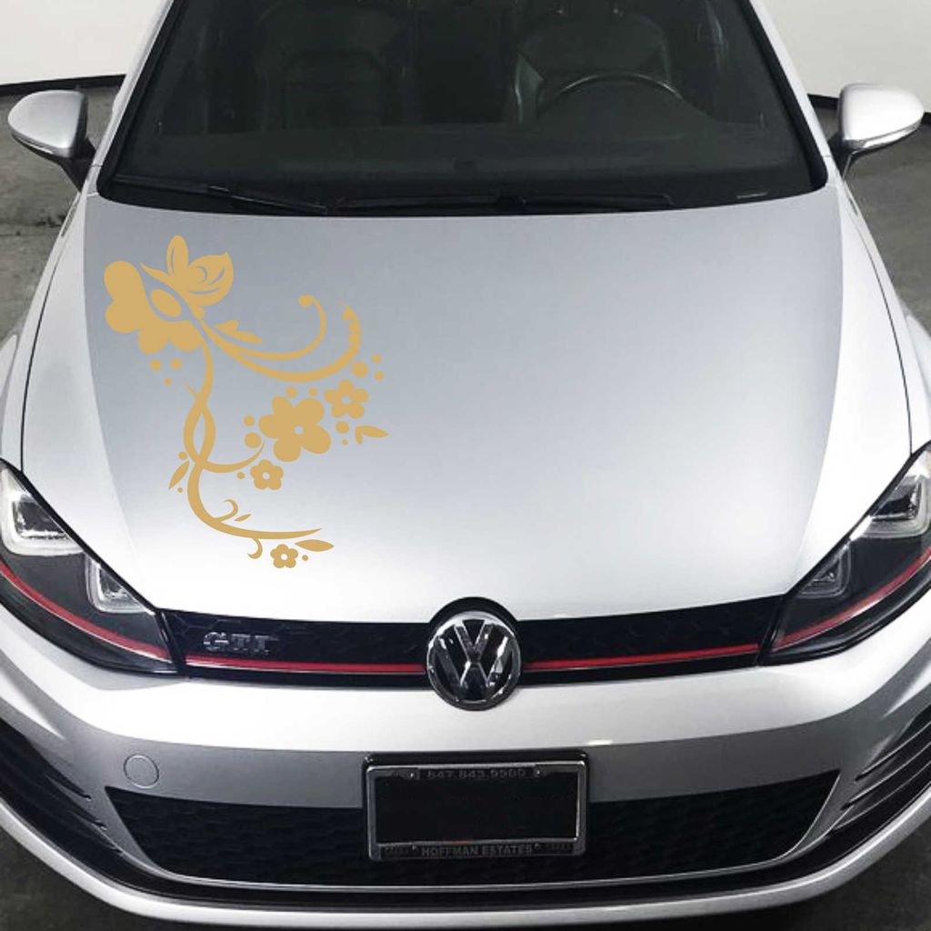 Aufkleber - Autoaufkleber "Rankelement Vera" 83cm x 60cm gold - Tuning Carystyling Heckscheibe Auto