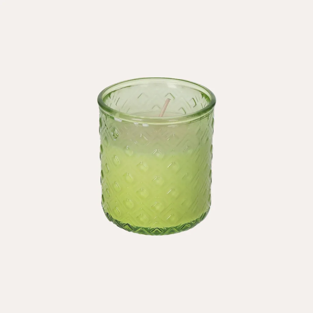 KEYHOMESTORE Bougie en verre recyclé vert senteur gingembre-citron vert