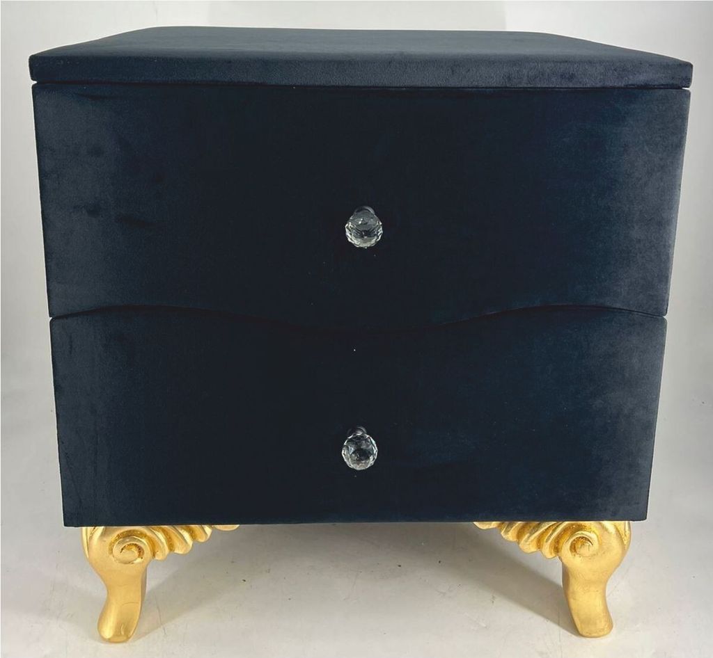 Casa Padrino Barock Nachtkommode mit 2 Schubladen Schwarz / Gold - Barockstil Schlafzimmer Möbel