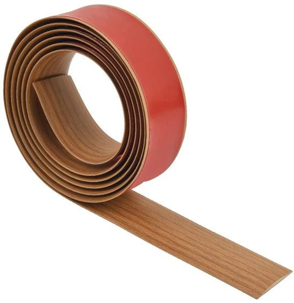Rail de transition autocollant bois brun 2m x 4cm pour sol en PVC souple