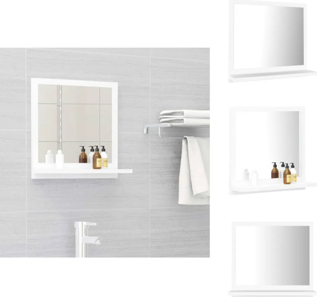 Miroir de salle de bain avec étagère blanche 40 cm en bois composite