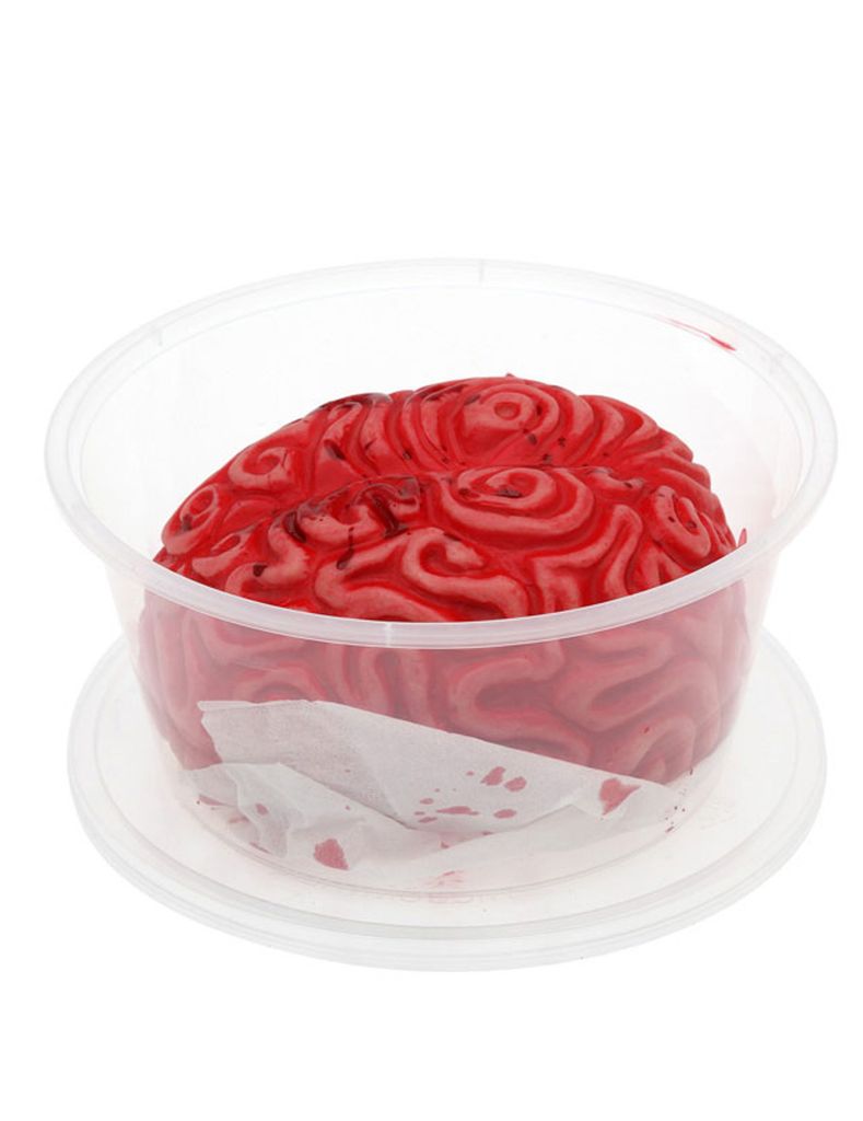 Gehirn in Schale Halloween-Deko rot 16x7cm - Einheitsgröße