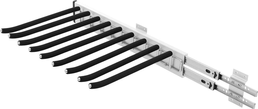 Ausziehbarer Hosenhalter - Kleiderschrank-Auszug - 9 Stangen - Verstellbare Größe - Seitlich montiert - Tragkraft 16 kg - 46×32,5 cm - Edelstahl...