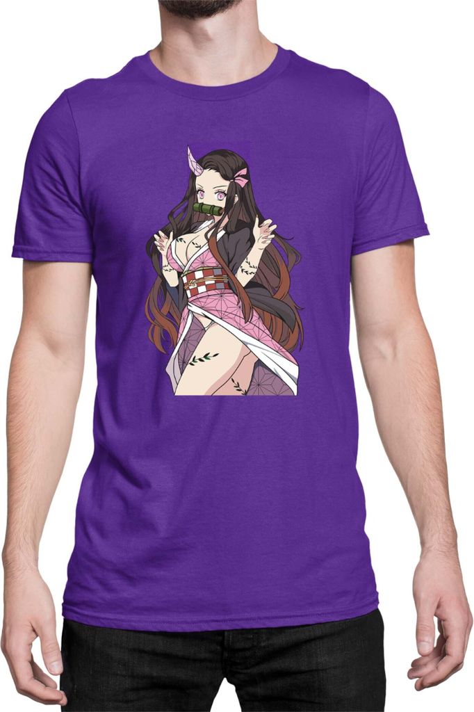Herren T-Shirt Demon Anime Slayer Kimetsu No Yaiba Nezuko Kamado 16, Man 3XL / Lila