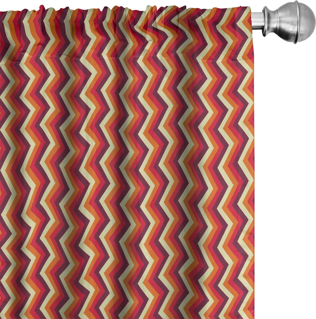 Set 2 Tende ABAKUHAUS 75x225 cm Zig Zag Vintage Arancio Marrone