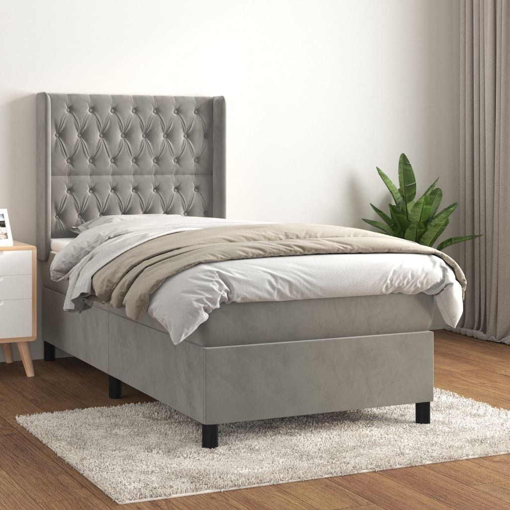 Maison Exclusive - Boxspringbett mit Matratze Hellgrau 90x190 cm Samt