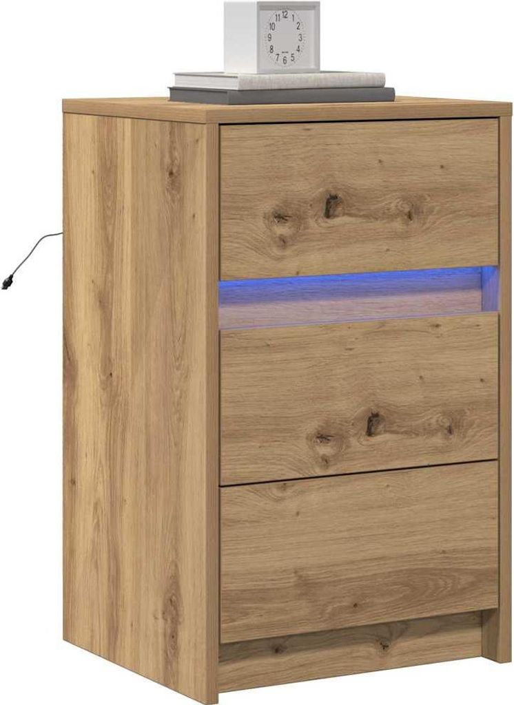 vidaXL Comodino Artisan in rovere 38 x 34 x 61 cm Materiale Immagine del prodotto 