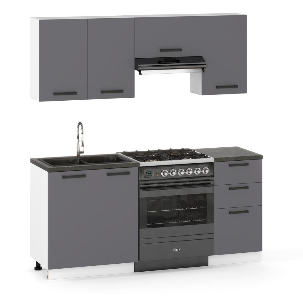 ULWEHOME Küchenzeile 180 cm Anthrazit, Küchenmöbel-Set Produktbild 