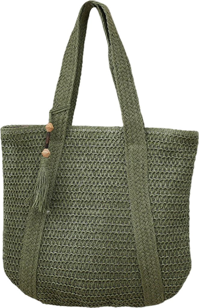 Strandtasche aus Stroh, gewebte Handtasche aus Stroh mit Quasten, handgewebte Tragetasche, Sommer-Umhängetasche für Frauen, Reisen, Strandurlaub