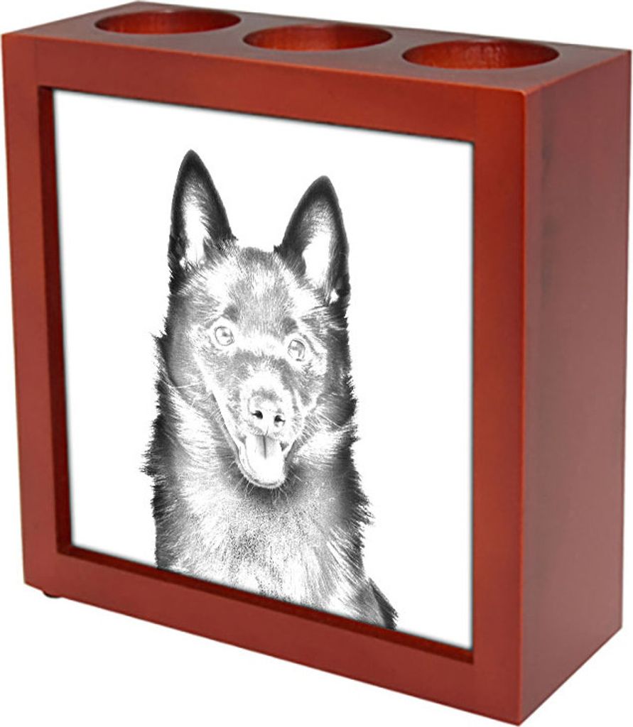 Schipperke - Stifthalter mit Hund, Schreibtischorganizer mit Aufdruck, personalisierte Schreibtischdekoration der Marke Art-Dog