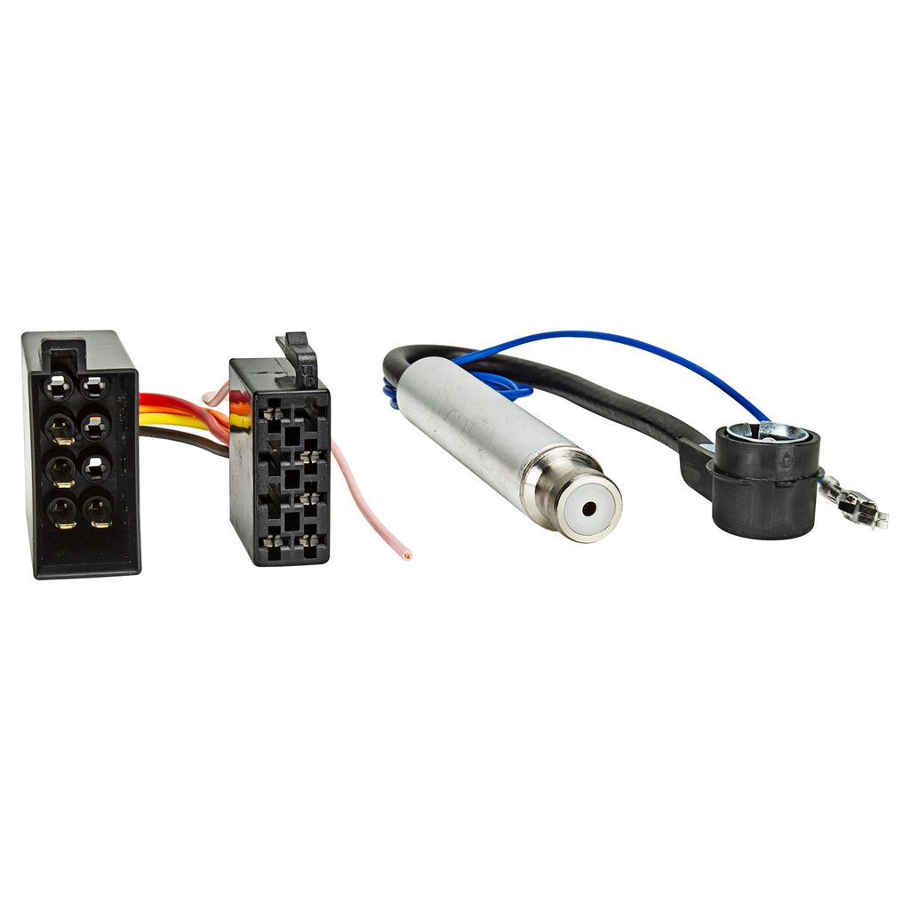 Radio Adapter Kabel ISO auf ISO kompatibel mit Audi Seat Skoda VW Strom Klemme 15+30 gedreht + Antennenadapter mit Phantomeinspeisung auf ISO