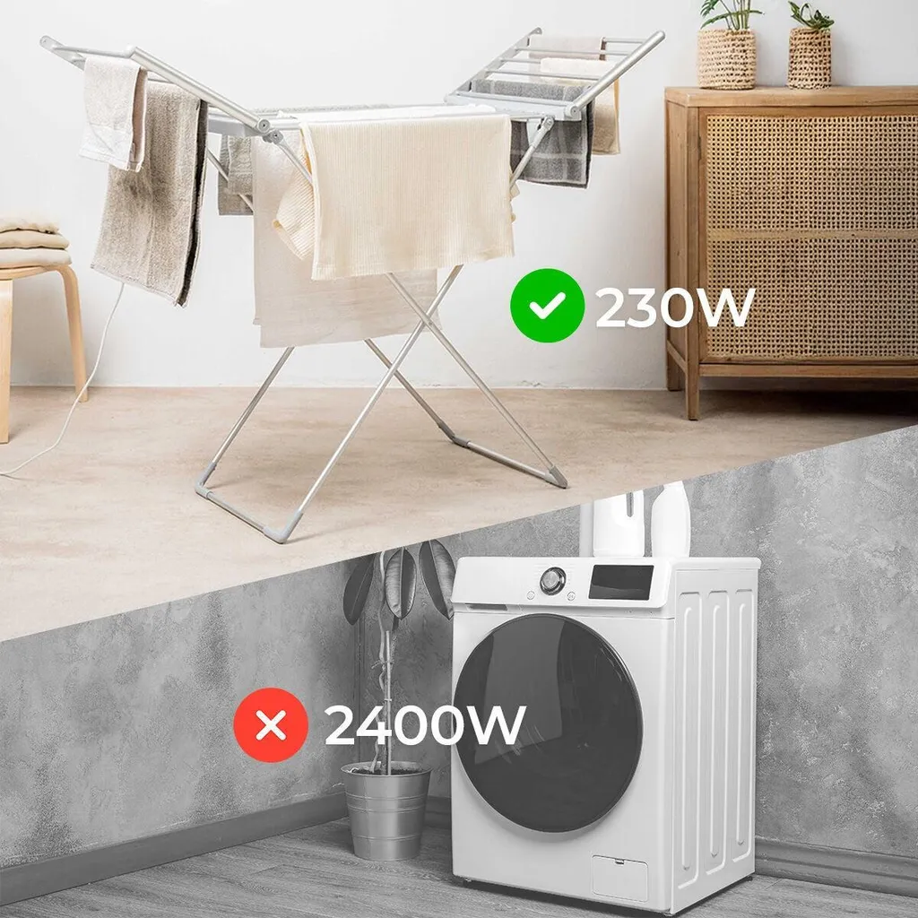 Sèche-linge électrique pliable anti-humidité 20 barres avec timer - 6