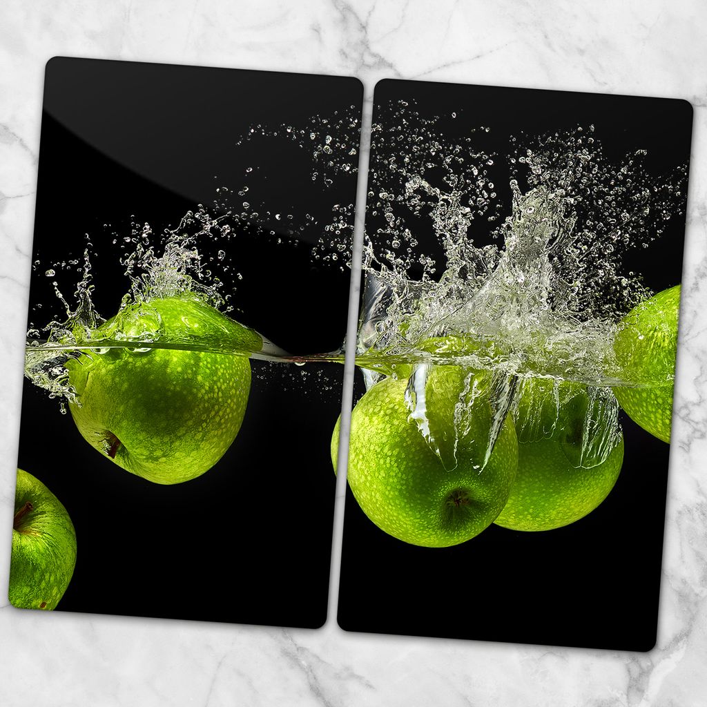 Glas-Herdabdeckplatte Ceranfeldabdeckung 2x40x52 Zweiteilig Bunte Früchte 