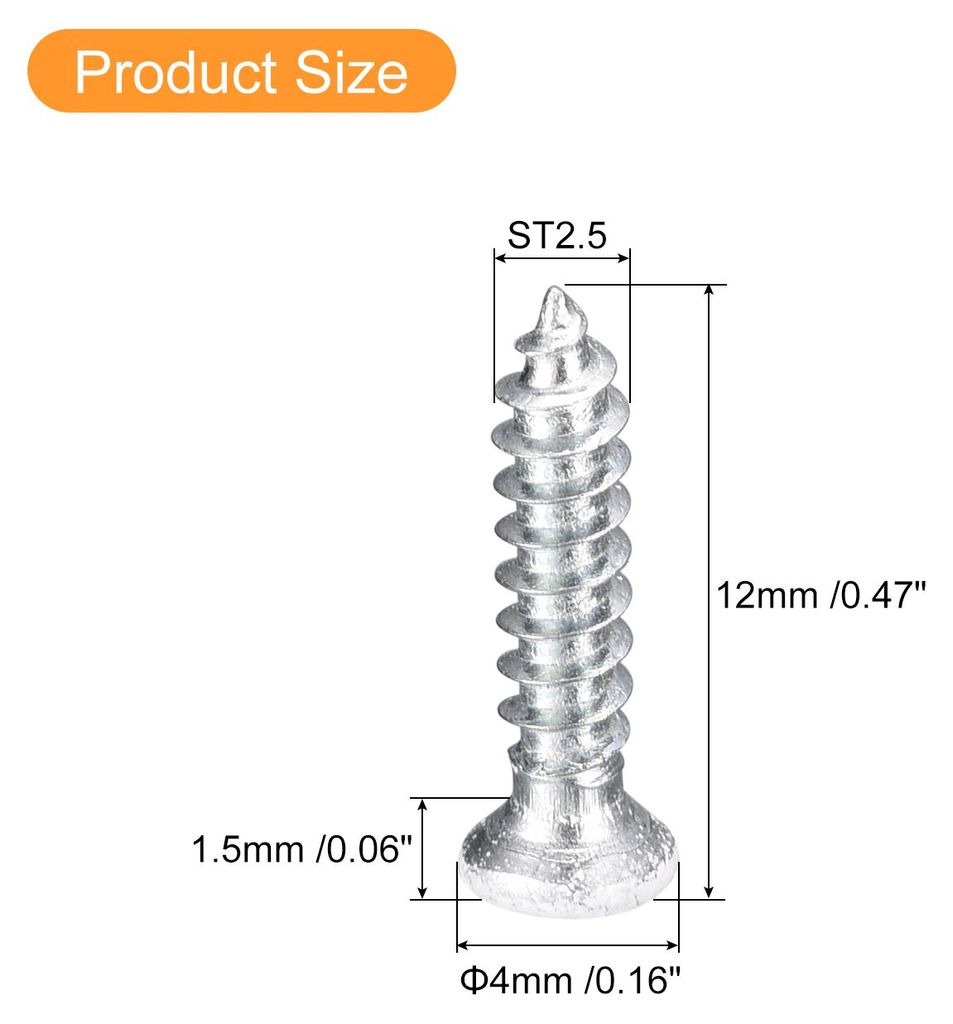 ST2.5x12mm 100Stk Wei?e Schrauben Senkkopf Holz Selbstschneidend Schrauben Flach Kopf Kreuzschlitz Holzschrauben fš¹r Holzarbeiten