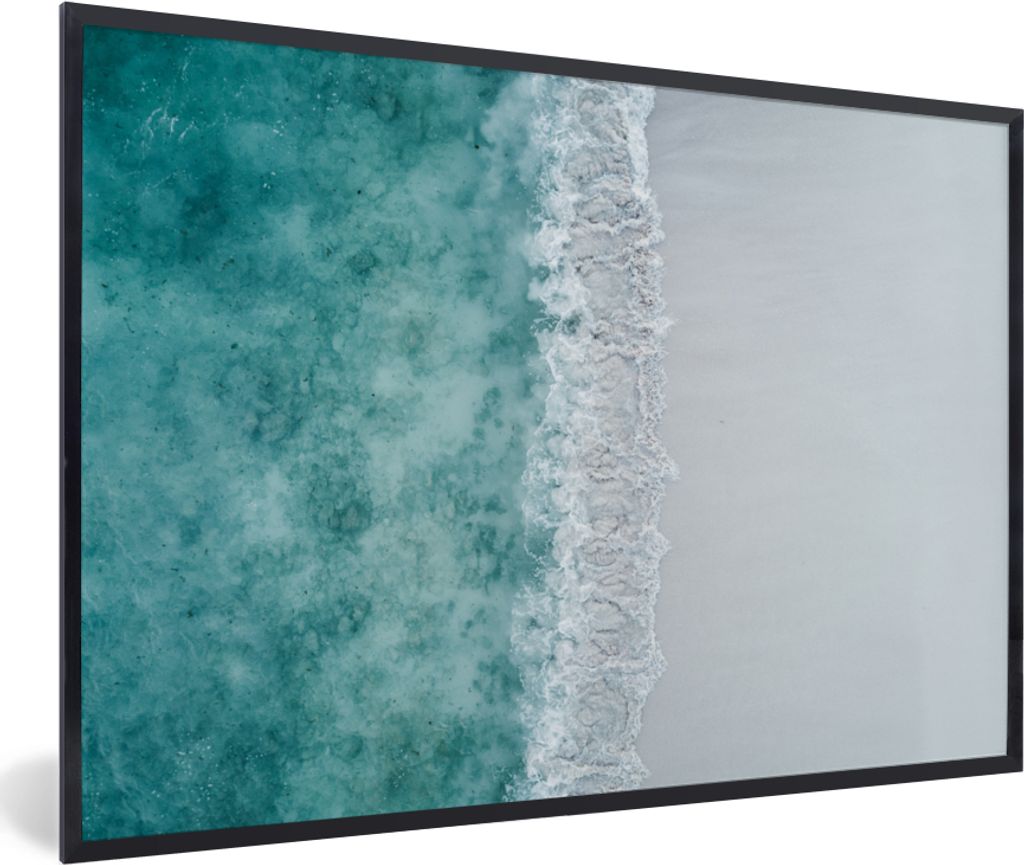 MuchoWow MuchoWow Gerahmtes Poster Strand - Meer - Wellen 90x60 cm - Poster mit zchwarzem Bilderrahmen - Fotorahmen - Foto-Plakat