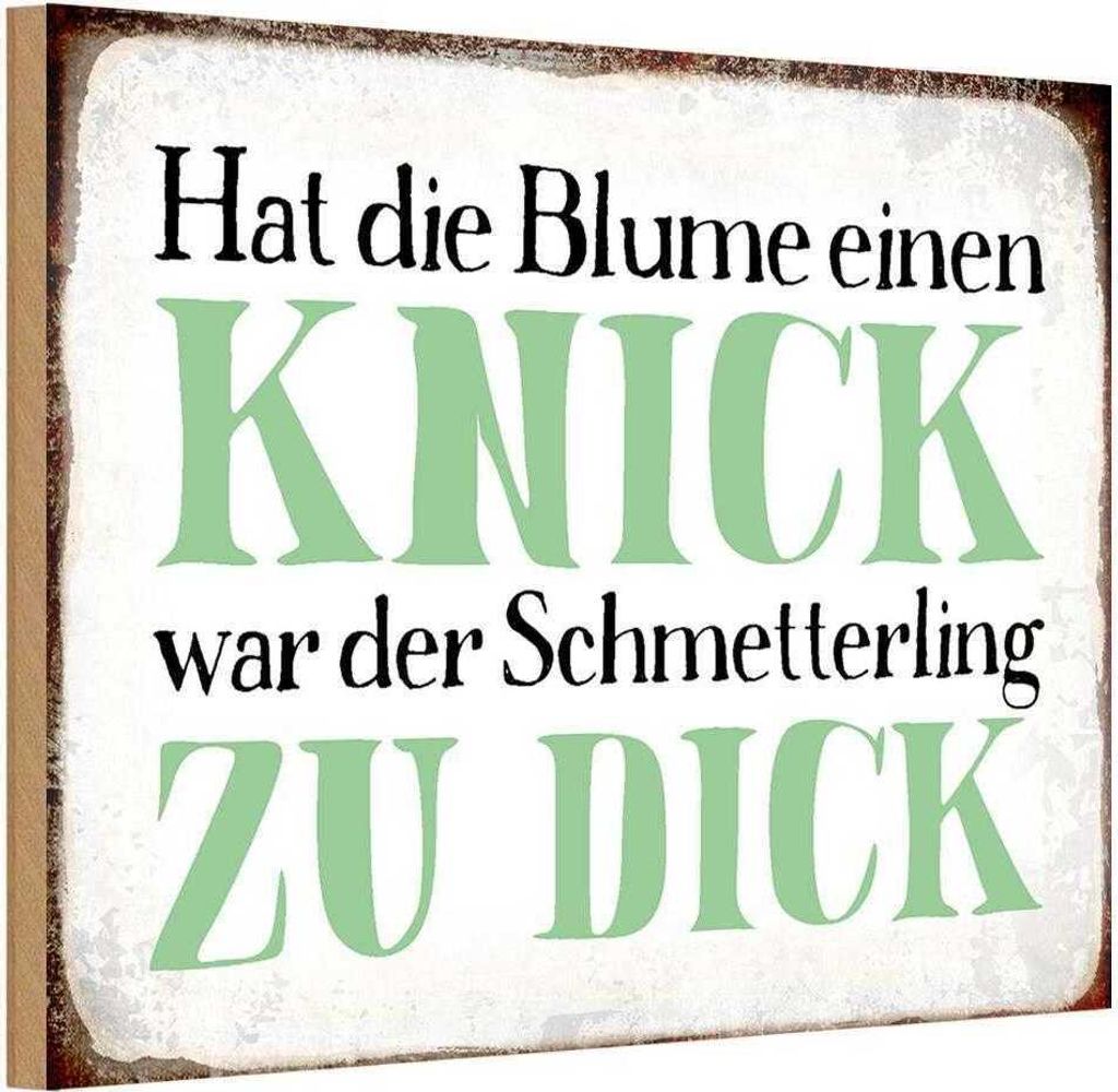 vianmo Holzschild 12x18 cm Blume Knick Schmetterling dick