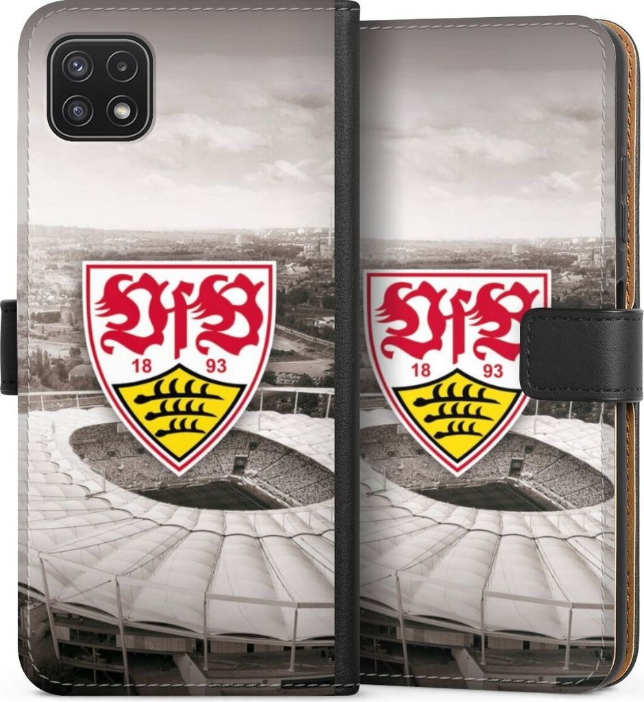 DeinDesign Klapphülle für Samsung Galaxy A22 5G Handytasche Lederhülle Tasche Offizielles Lizenzprodukt Stadion VfB Stuttgart