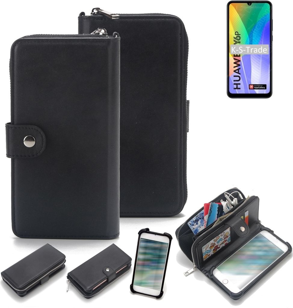 K-S-Trade 2in1 Handyhülle Schutzhülle kompatibel mit Huawei Y6p & Portemonnee Cover Handy Hülle Case Etui Geldbörse Wallet Bookstyle Hülle
