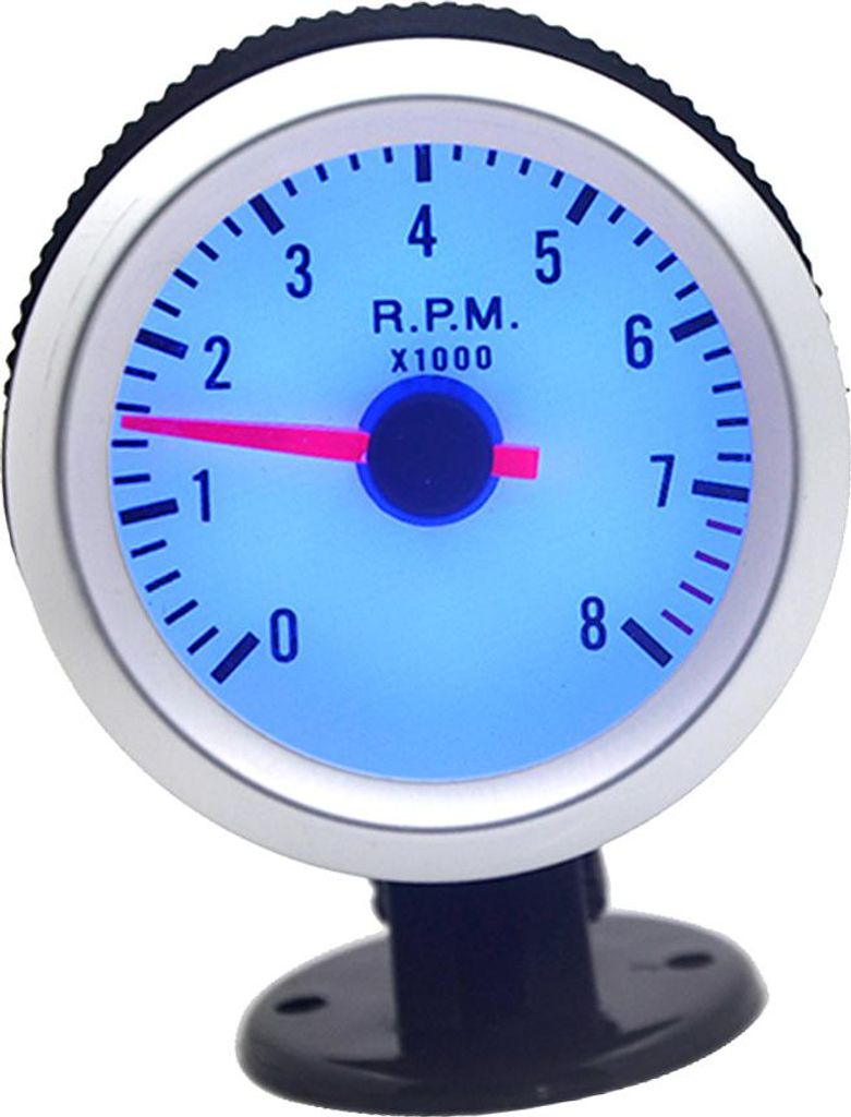 Tachometer Drehzahlmesser mit Halterung für Auto, 52 mm, 0–8000 U/min, blaues LED-Licht