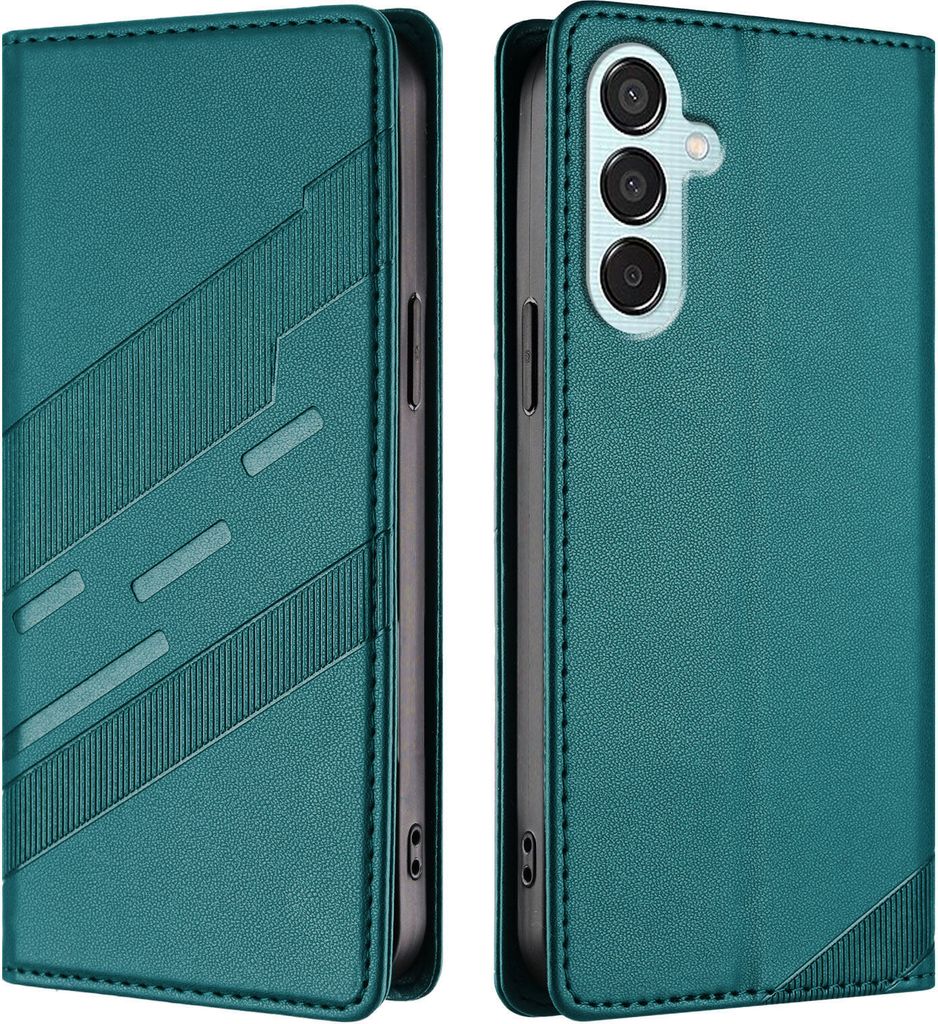 Hülle für Samsung Galaxy M15, Kunstleder Brieftaschen Handyhülle mit Kartenfach und Standfunktion Grün