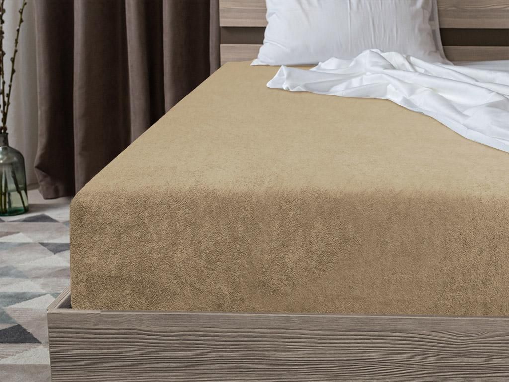 Frotte prześcieradło EXCLUSIVE beżowe 90 x 200 cm Zdjęcie produktu 