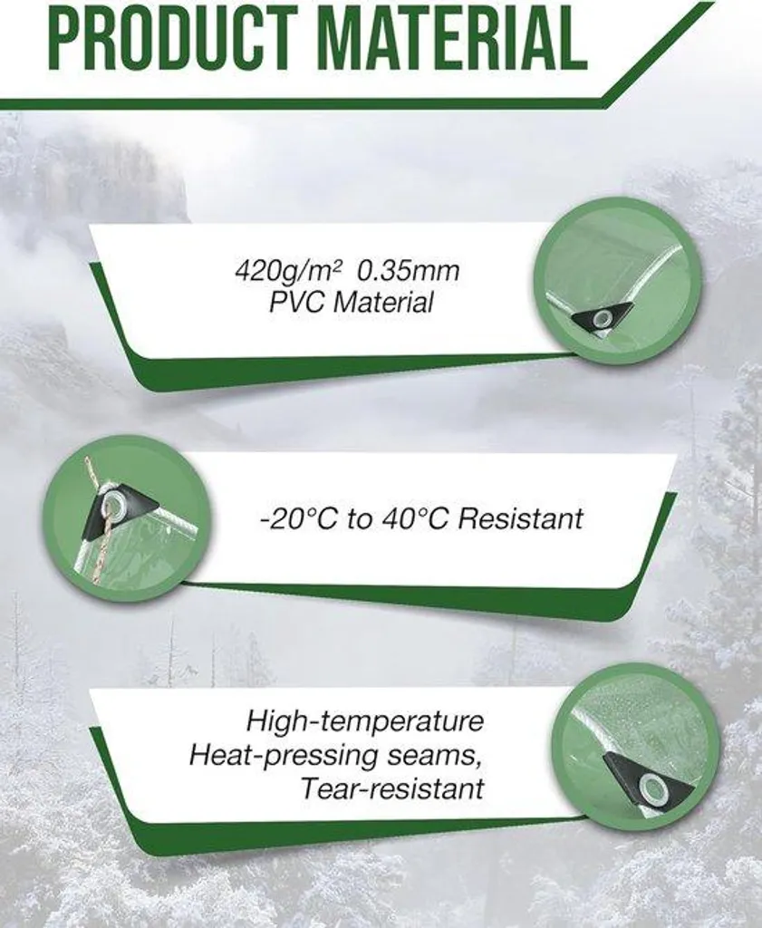 Bâche PVC 420 g/m² ultra résistante 2 x 3 m - Étanchéité garantie