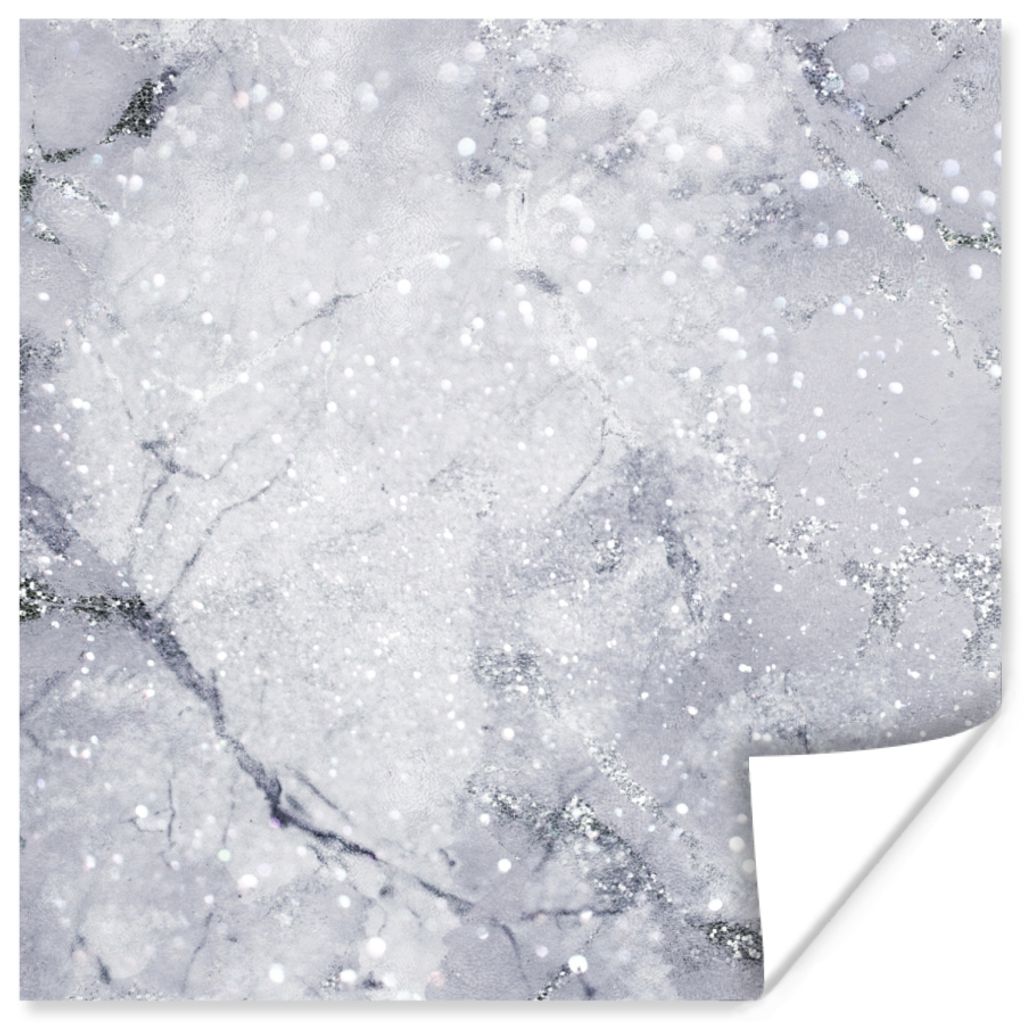 MuchoWow Poster Marmor - Glitter - Grau 100x100 cm - Babyzimmer