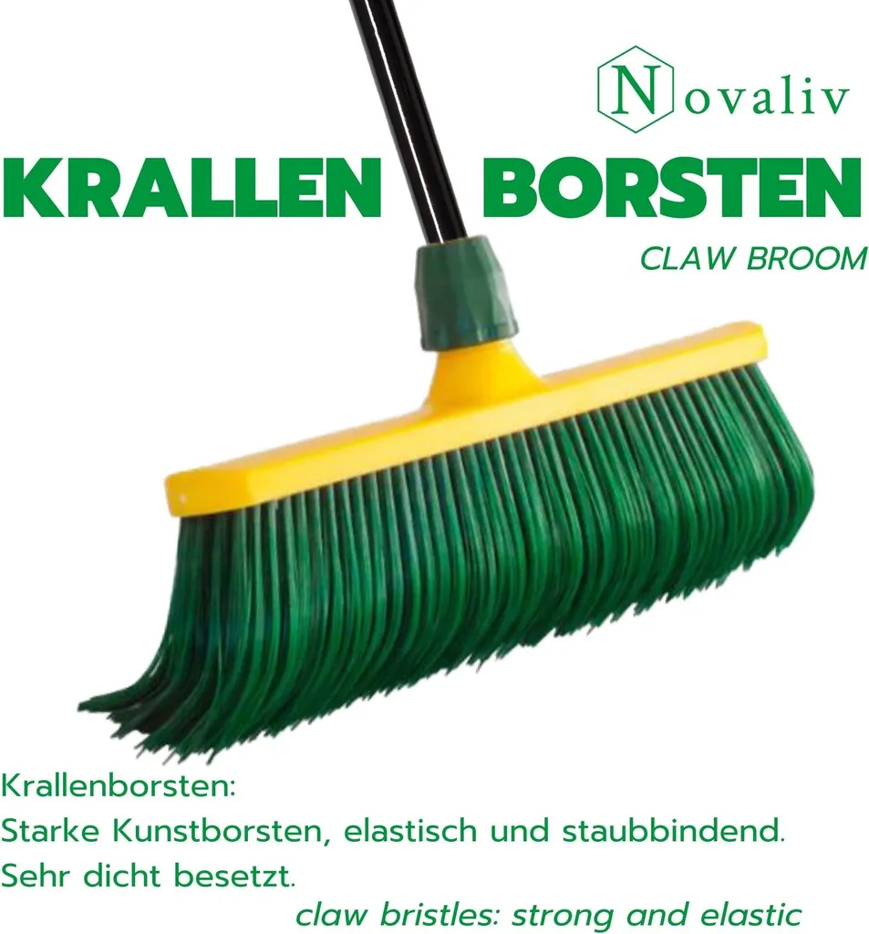 Novaliv 2x scopa ad artiglio premium con manico 40 cm, scopa speciale a setole curve con testa in plastica - ideale come scopa da giardino, scopa per raschiare, scopa per erba sintetica, ideale per il campeggio, scopa stradale - 4