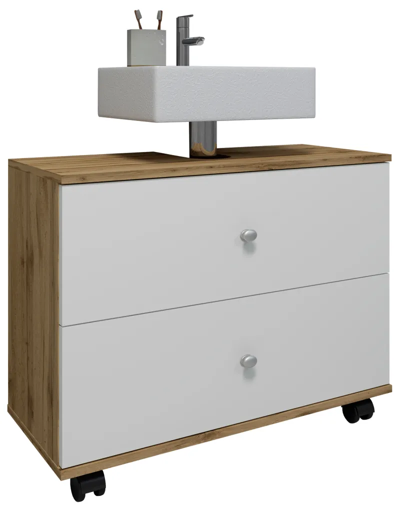 Armadio per lavabo per mobili da bagno Nilosi Rovere al miele / Bianco A. 61 x L. 60 x P. 33 cm