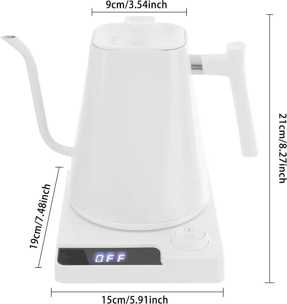 Bollitore Elettrico a Collo di Cigno da 1000 W/0,8 L, Bollitore Elettrico in Acciaio Inossidabile con Base, Teiera Interna in Acciaio Inossidabile per Versare Sopra Caffè e Tè, Bollitore(A2