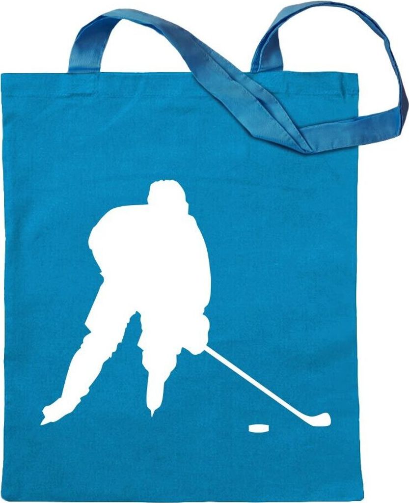 Kiwistar - Baumwolltasche - hellblau - Eishockey Puck Figur - Tragetasche Stoffbeutel Umhängetasche Langer Henkel