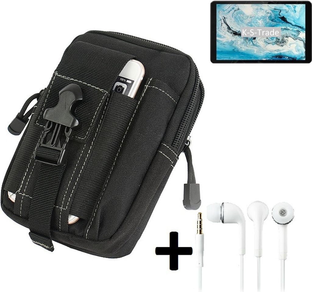 K-S-Trade Gürteltache + Kopfhörer kompatibel mit Huawei Enjoy 20 5G Gürtel Tasche Holster Schutz Hülle Handy Hülle schwarz inkl. Extrafächer