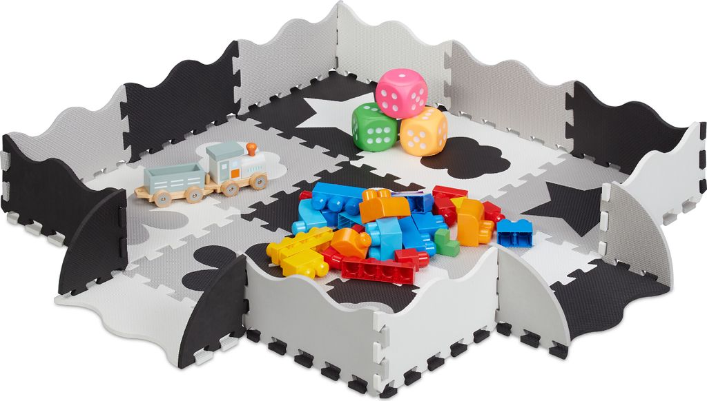 Relaxdays Puzzlematte 34-teilig, EVA Schaumstoff, Produktbild 