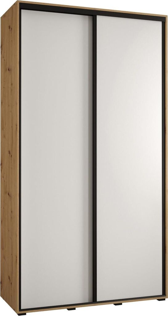 MEBLE KRYSPOL Cannes 1 Schrank mit 2 Schiebetüren - 205,2x140x45 cm - Artisan Weiß Schwarz