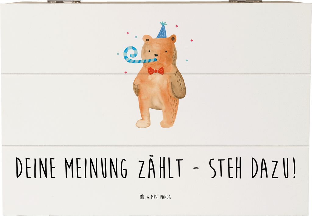 Mr. & Mrs. Panda Box Mutig zu Meinungen 22 x 15 cm - Weiß - Geschenk, Zuversicht, Offenheit, schatztruhe, kiste holz, für Mutmacher, Holzkiste mi...