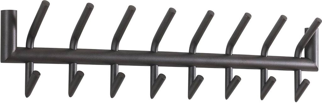 Garderobe Wandgarderobe MATT 36, 2x 8 Haken, Grau pulverbeschichtet