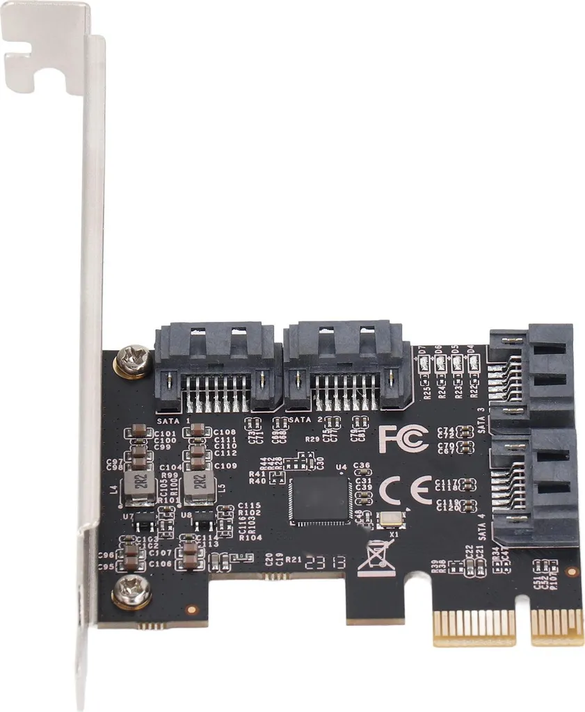 Carte adaptateur PCIe 4 ports SATA3 puce haute vitesse PCIe 3.0 X1