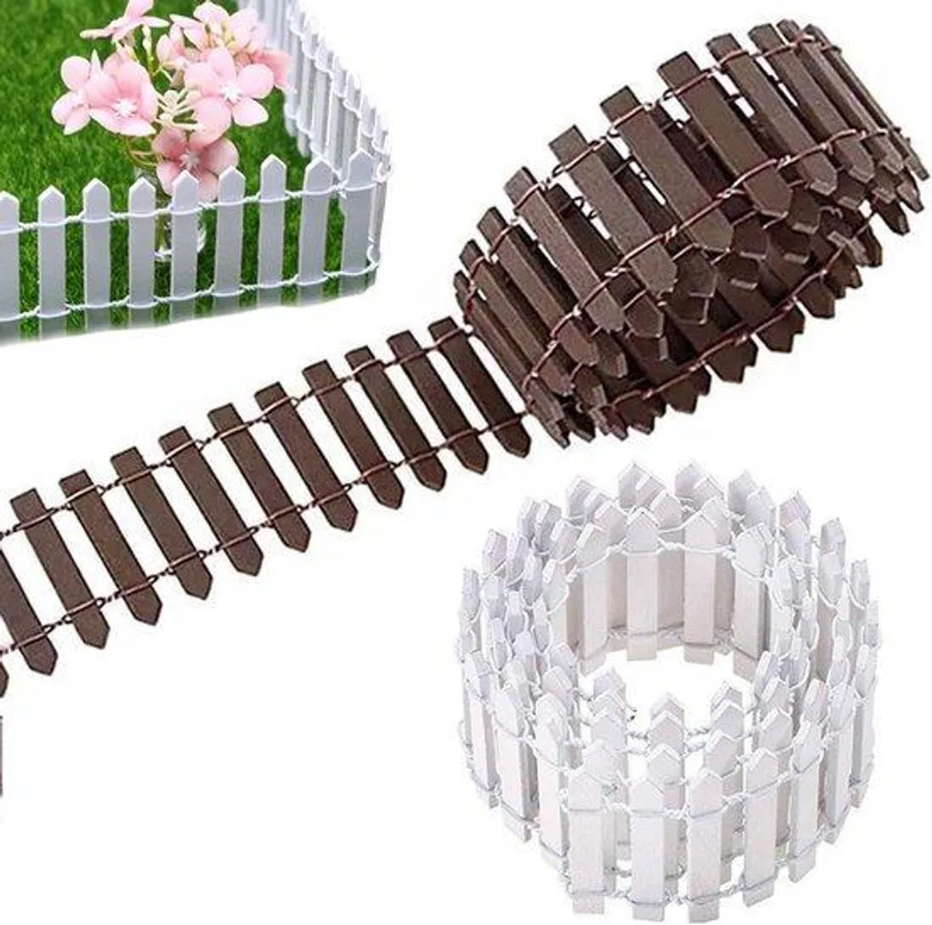 Mini palissade flexible en bois 90 cm décorative blanc ou marron rustique