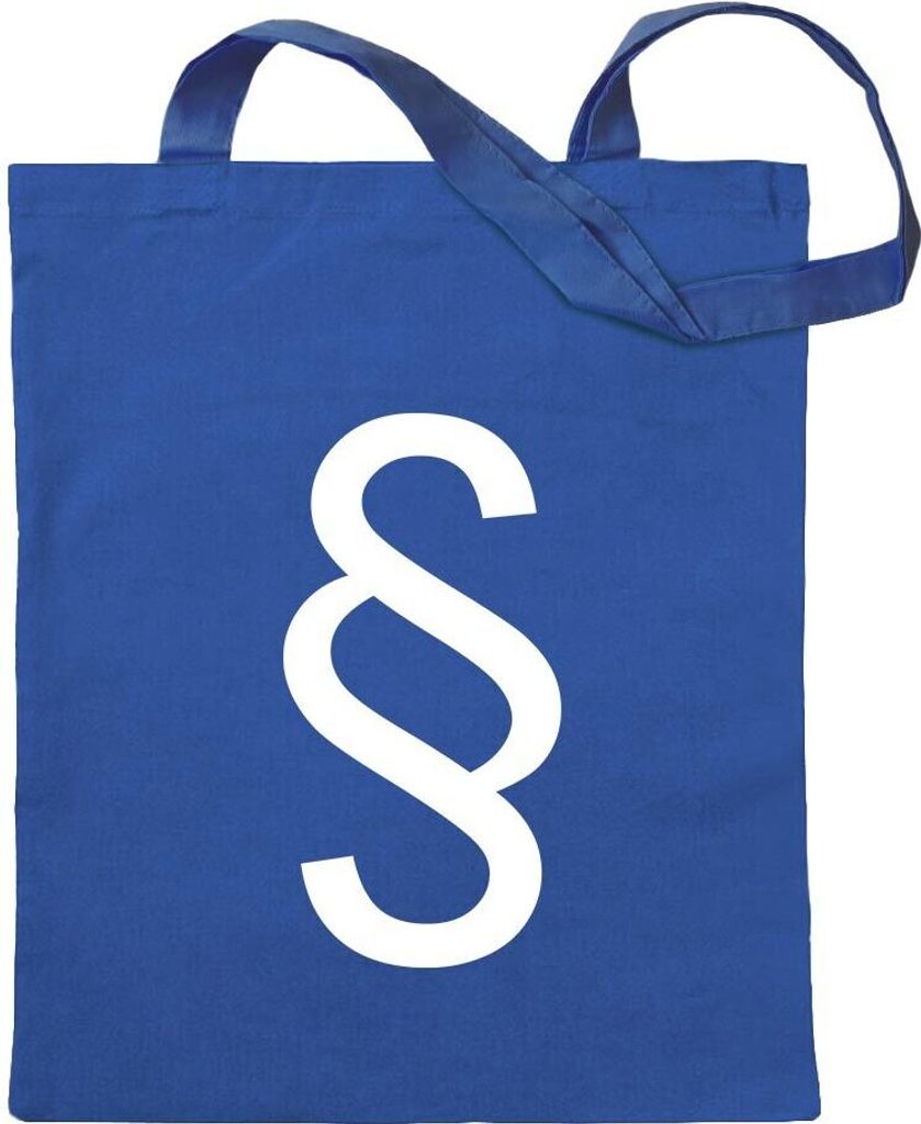 Kiwistar - Baumwolltasche - royalblau - Paragraph Paragraf Zeichen - Tragetasche Stoffbeutel Umhängetasche langer Henkel