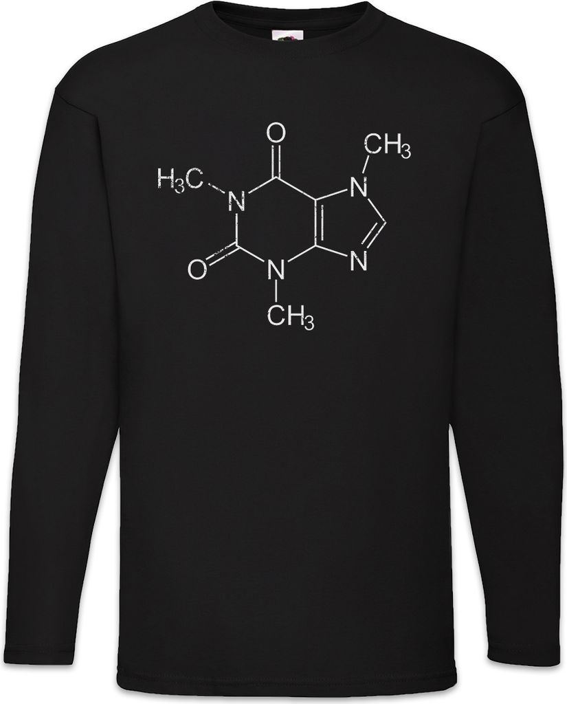 Urban Backwoods Caffeine Molecule, Langarm T-Shirt, Farbe: Schwarz, Größe: 2XL