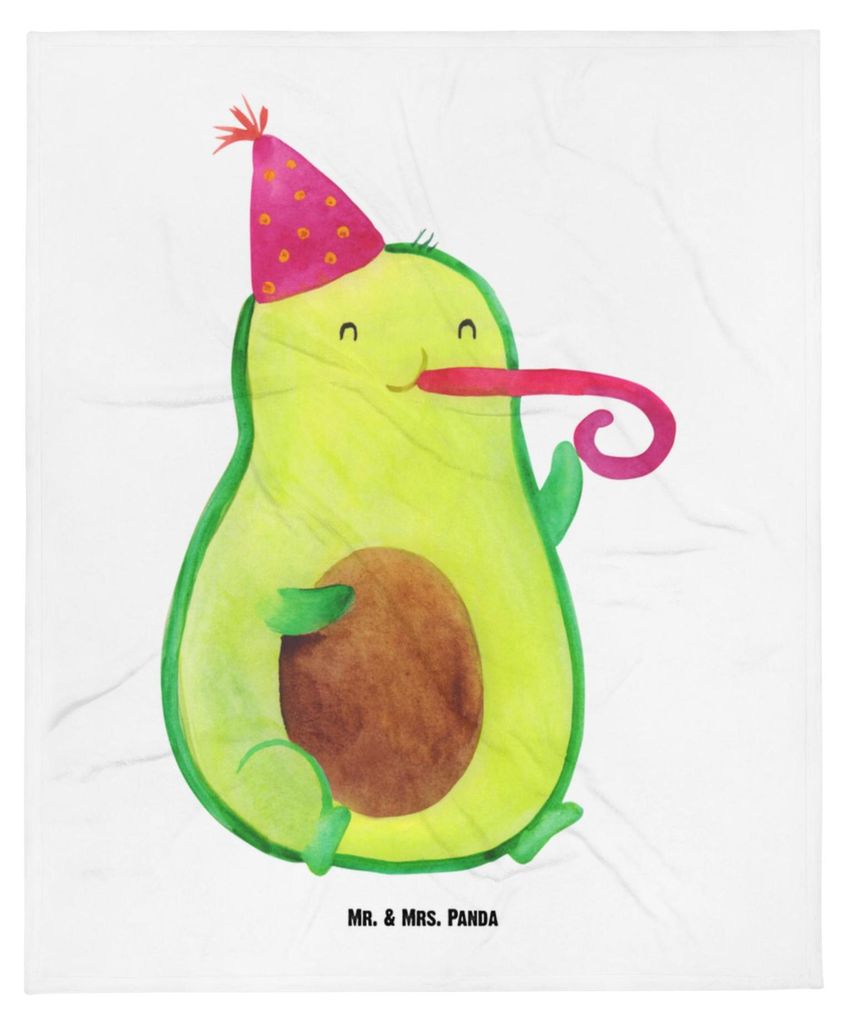 Mr. & Mrs. Panda Babydecke Avocado Feier - Weiß - Geschenk, Gute Laune, Schmusedecke, Erstlingsdecke, Party, Fleecedecke, Tröte, Plaid, Schlummer...