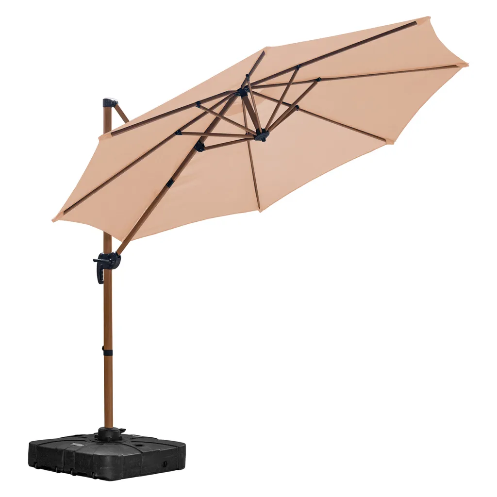 Parasol déporté Mirpol ROMA S beige stable pour éviter l'encombrement