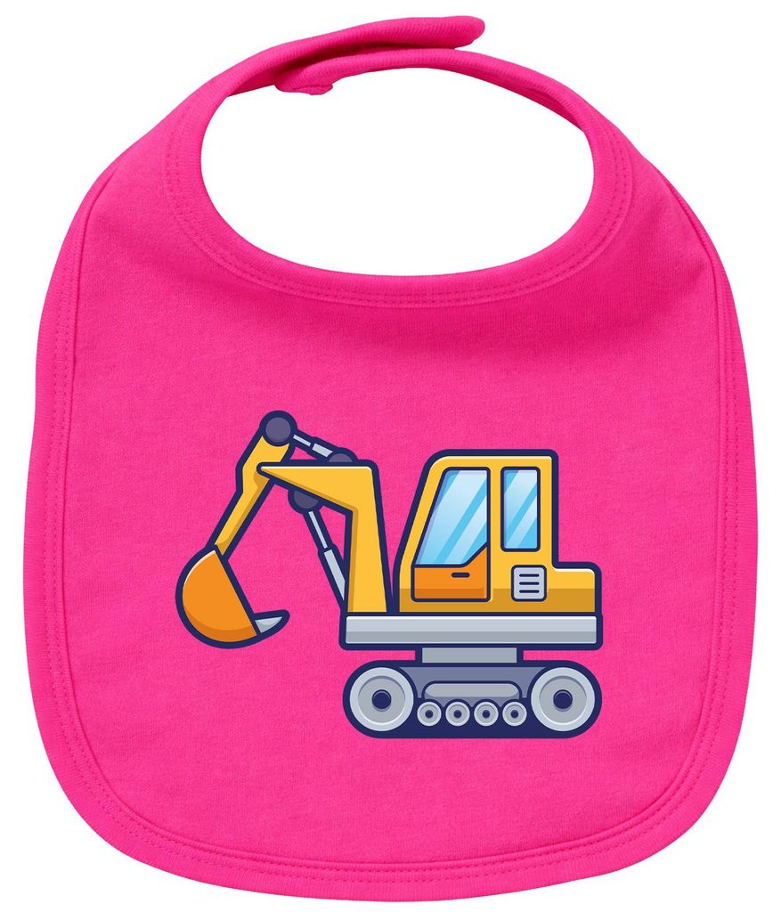 Huuraa Baby Lätzchen Bagger Comic Cherry Pink Klettverschluss Baumwolle Latz Geschenkidee