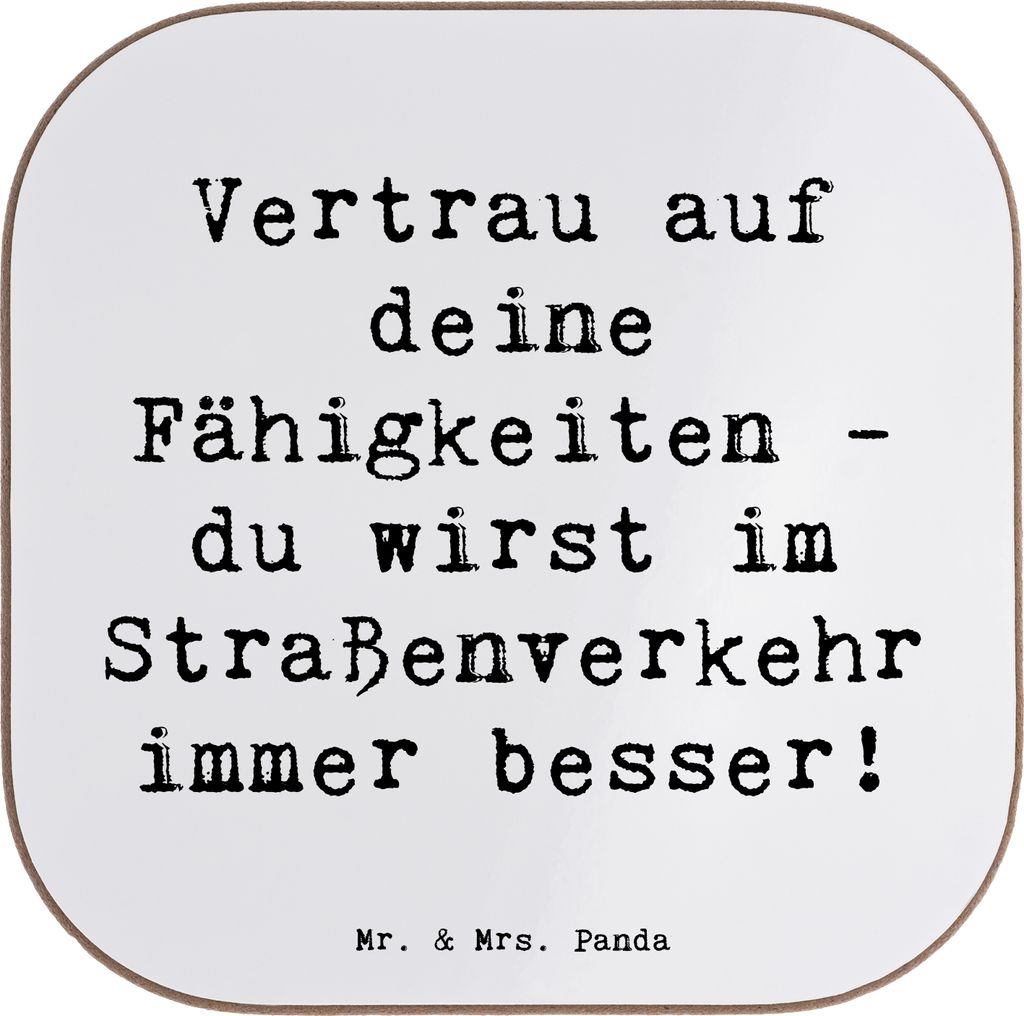 Mr. & Mrs. Panda Untersetzer für Gläser Spruch Erste Erfahrungen im Straßenverkehr machen - Weiß - Geschenk, Flaschenuntersetzer, Sicherheit, T...