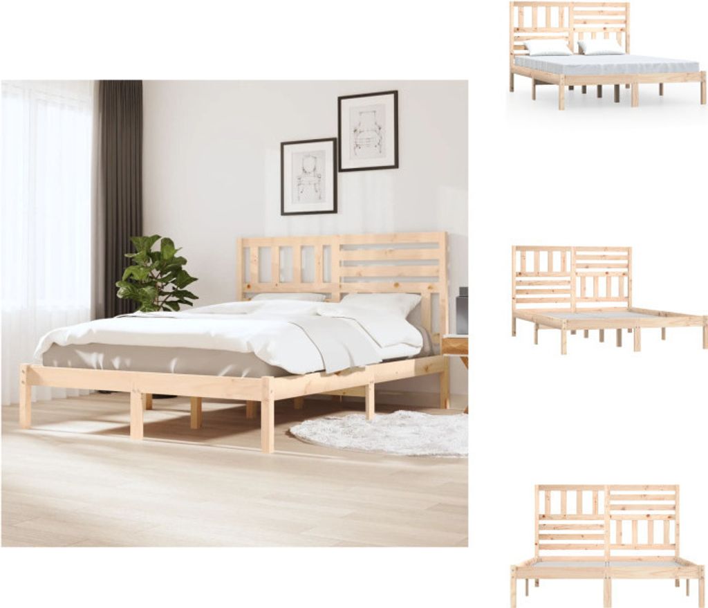 vidaXL Massivholzbett Kiefer 140x190 cm - Betten & Bettgestelle