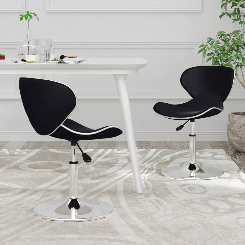 Hochwertig Esszimmerstühle 2 Stk. Schwarz Kunstleder 335120