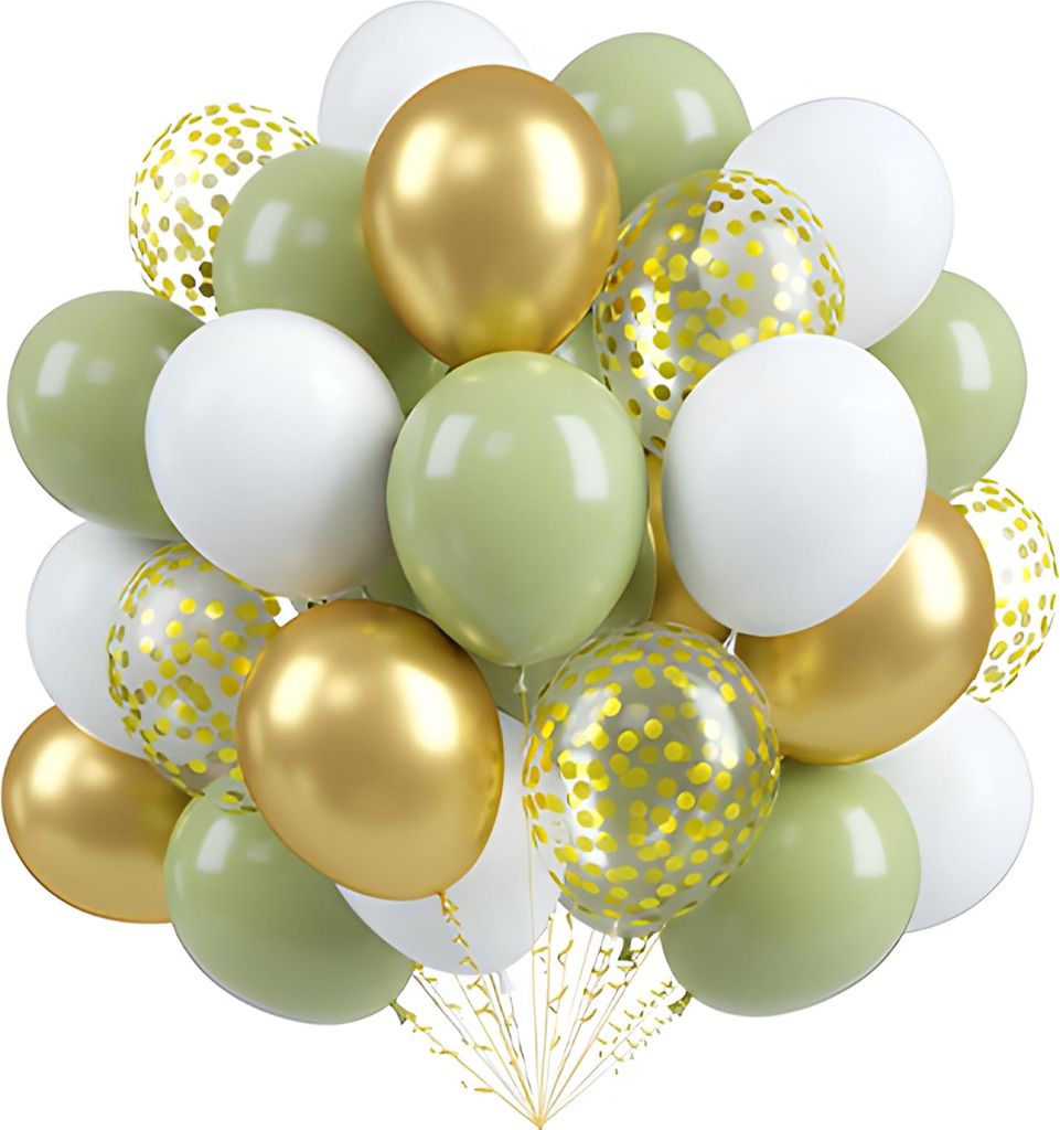 60 Stück Partyballons 12 Zoll Metallic Latex Konfetti Ballons mit Band für Geburtstagsparty Babyparty Hochzeitsdekoration