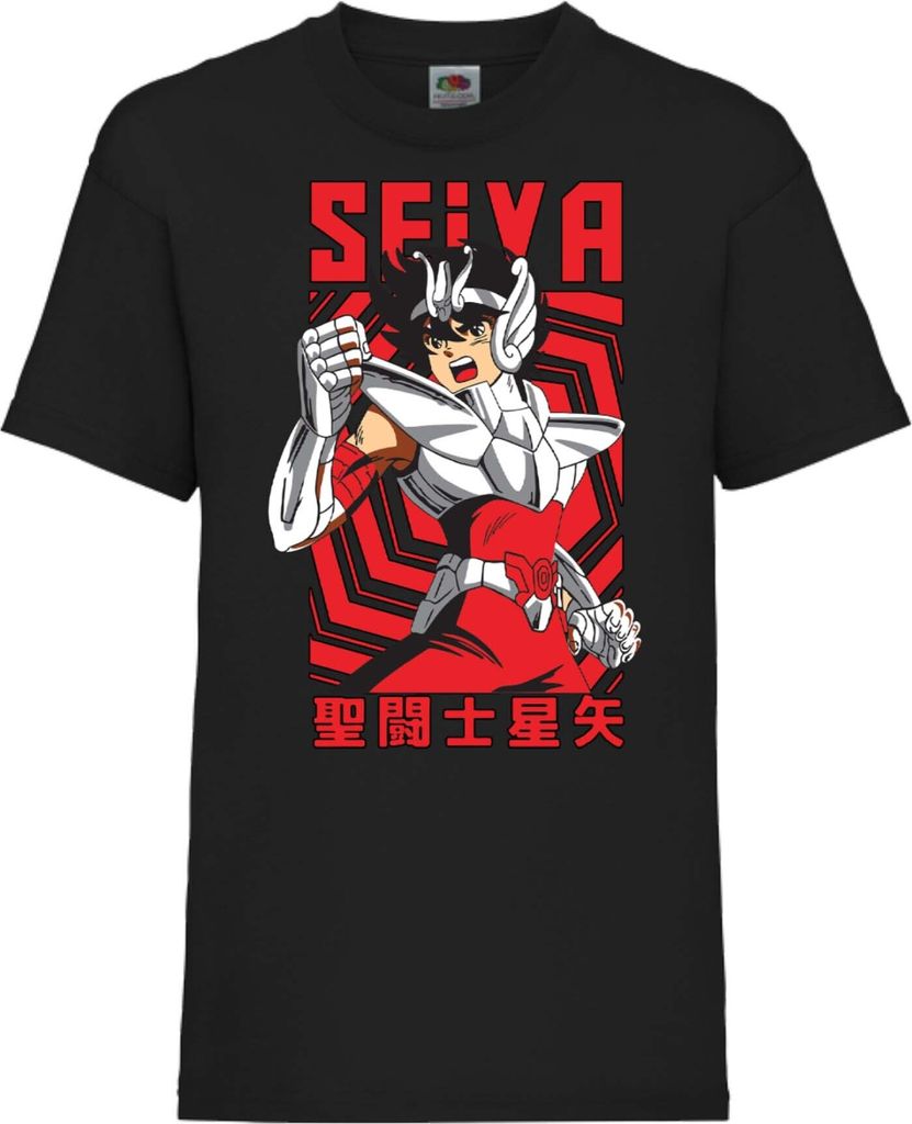 Kinder T-Shirt Saint Anime Seiya Pegasus 02 Saint Seiya, 12-13 Jahr - 152 / Schwarz
