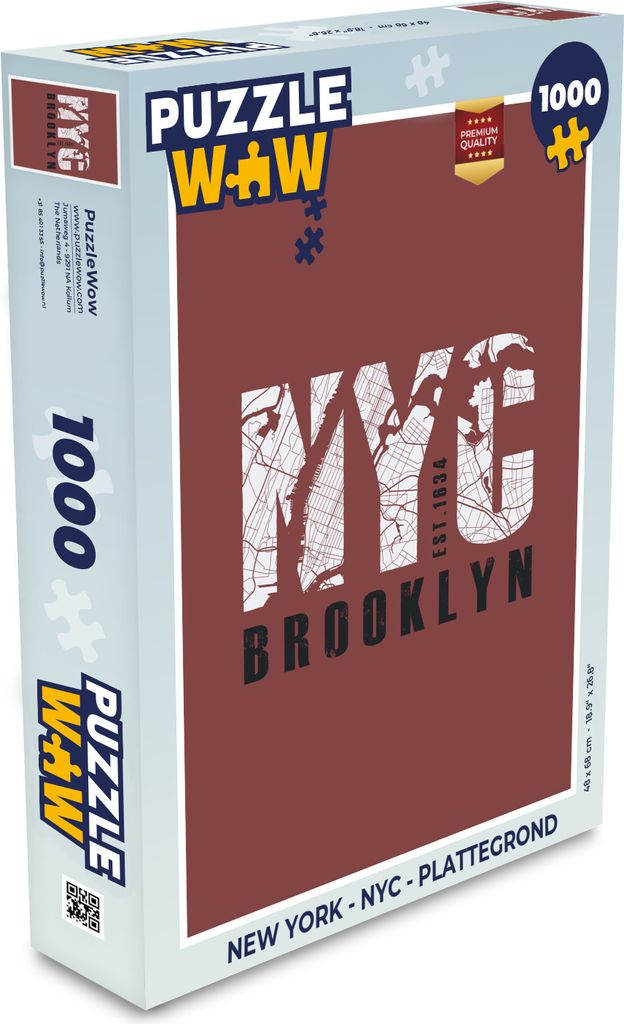 MuchoWow Puzzle 1000 Teile New York - NYC - Karte - Spielzeug - Alt und Jung - Spiele - Puzzeln